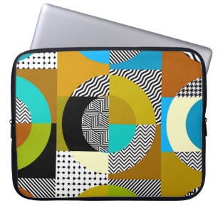 Geometric collage: circles, vintage pattern. laptop sleeve