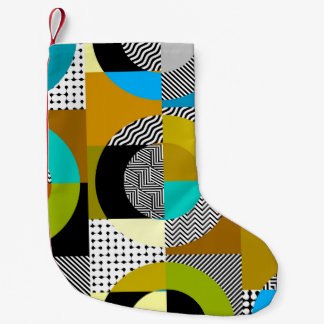 Geometric collage: circles, vintage pattern. small christmas stocking