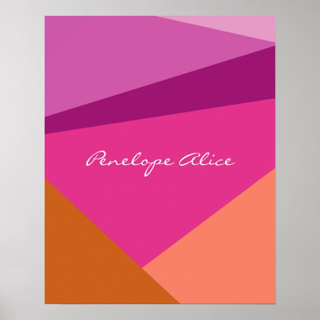 Geometric Color Block in Purple Personalized Name Poster (Front)