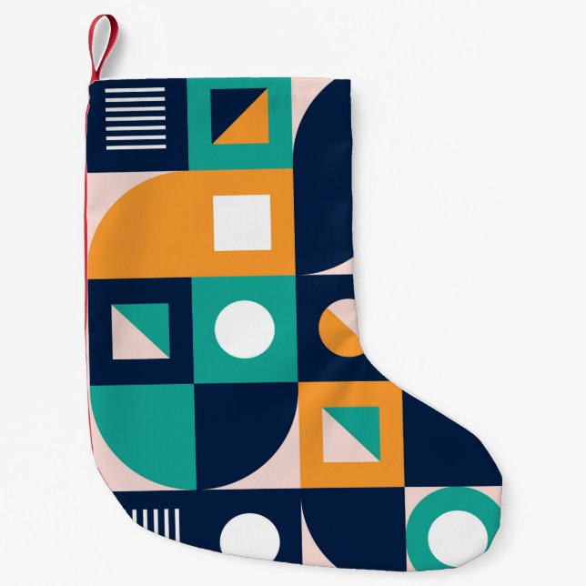 Geometric color composition template with abstract small christmas stocking (Front)
