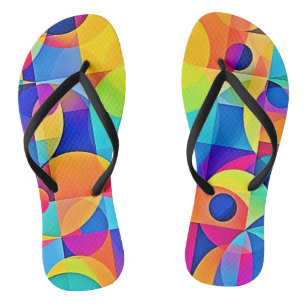 Geometric Color Symphony Flip Flops