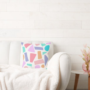 Geometric Colorful Pastel Shapes Pattern Throw Pillow