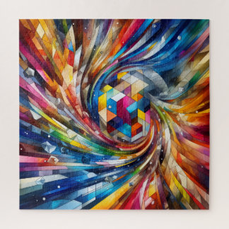 Geometric Colorful Swirl Jigsaw Puzzle