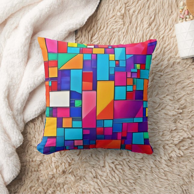 Geometric Colour Art Throw Pillow (Blanket)