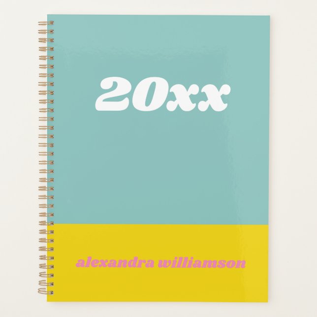 Geometric Colour Block in Teal 2025 Personalized  Planner (Front)