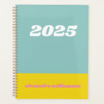 Geometric Colour Block in Teal 2025 Personalized  Planner<br><div class="desc">Get organized with a touch of retro flair using this Geometric Colour Block 2025 Personalized Planner in teal and yellow. The bold, retro-inspired design features vibrant colour blocks that create a fun, modern aesthetic. With its undated format, you can start planning anytime, making it flexible for your schedule. Personalize it...</div>