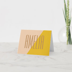 Geometric Colour Block in Yellow Personalized Name Note Card