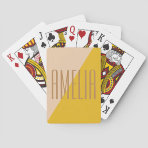 Geometric Colour Block in Yellow Personalized Name Playing Cards