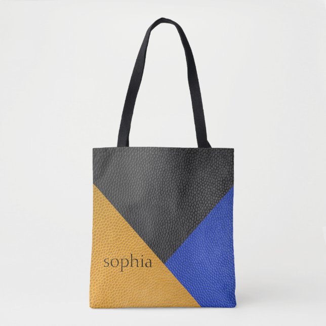 Geometric Colour Block Personalized Tote Bag (Front)