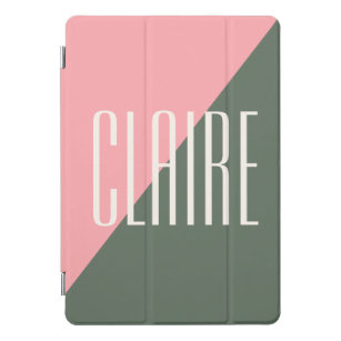 Geometric Colour Block Pink Green Personalized Nam iPad Pro Cover