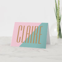 Geometric Colour Block Pink Teal Personalized Name