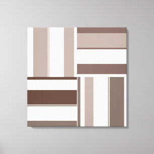 Geometric Colour Block Rectangles - Brown and Beig Canvas Print