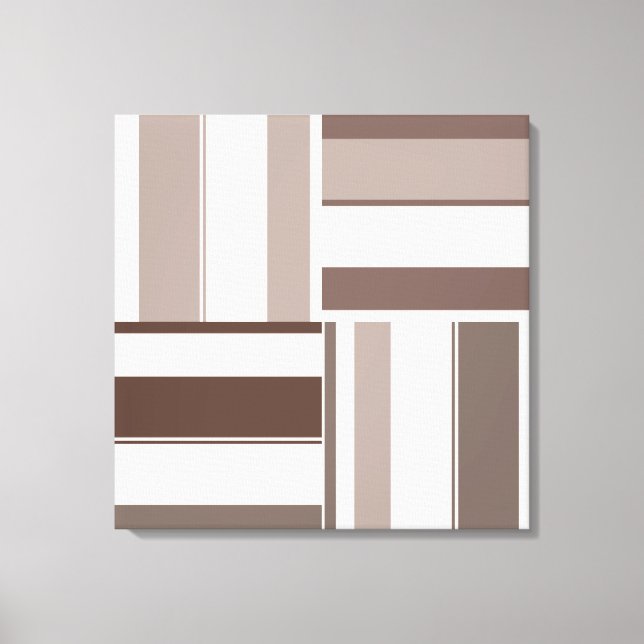 Geometric Colour Block Rectangles - Brown and Beig Canvas Print (Front)