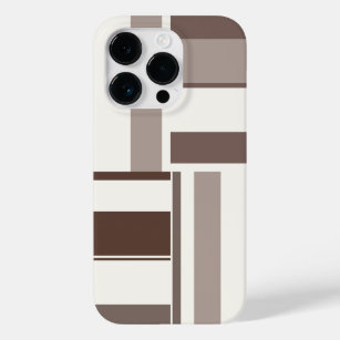 Geometric Colour Block Rectangles - Brown and Beig Case-Mate iPhone 14 Pro Case