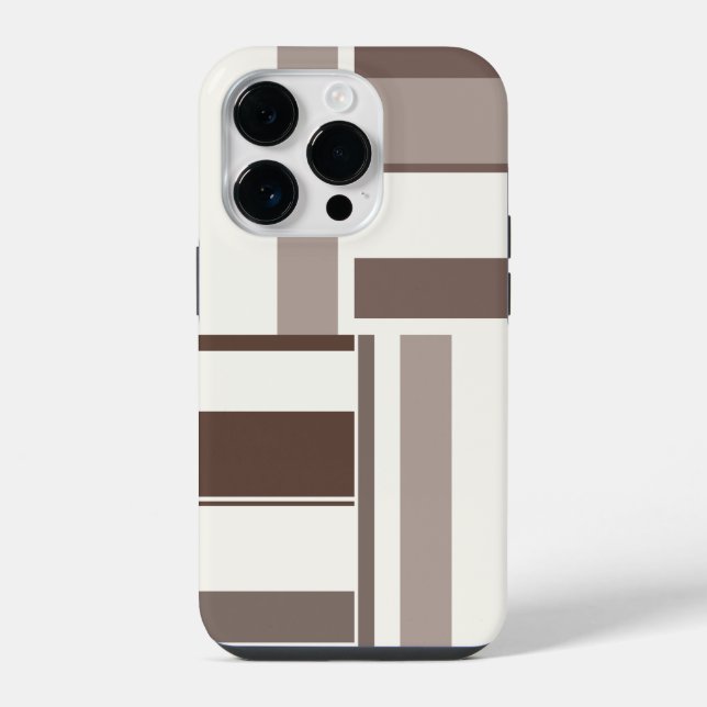 Geometric Colour Block Rectangles - Brown and Beig iPhone Case (Back)