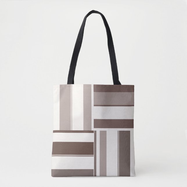 Geometric Colour Block Rectangles - Brown and Beig Tote Bag (Front)