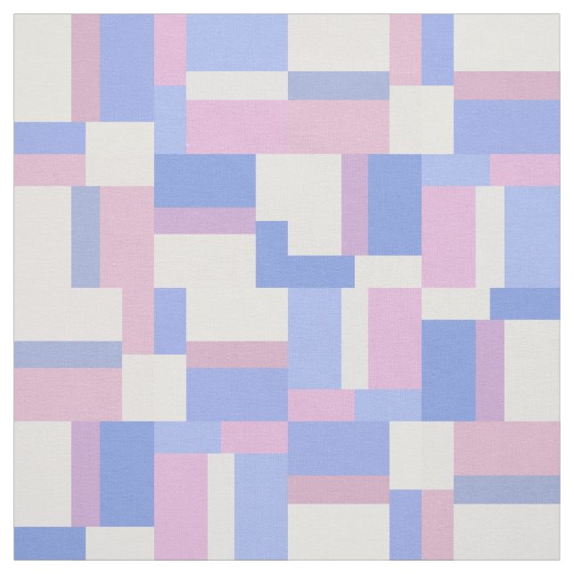 Geometric Colour Block Rectangles - Pink and Blue Fabric (Swatch)