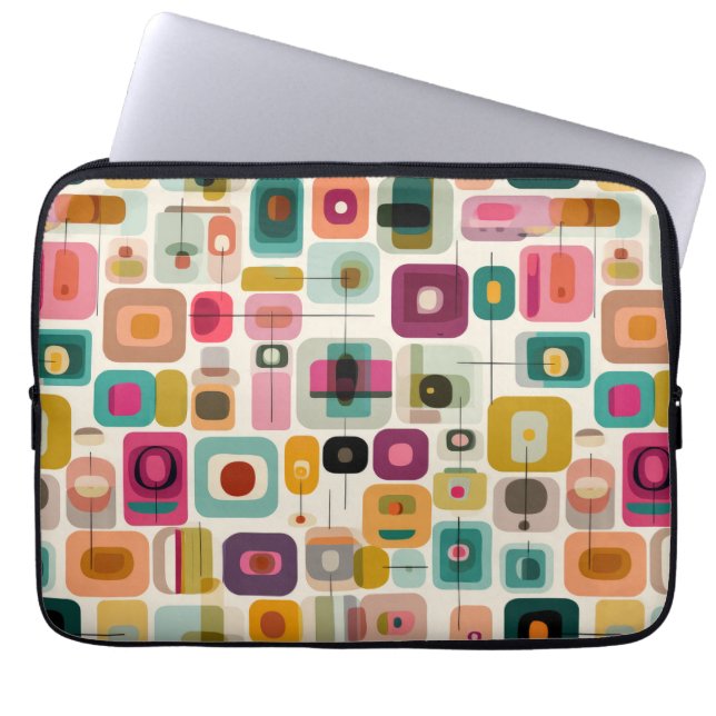 Geometric Colour Blocks Mid Century Modern RETRO Laptop Sleeve (Front)