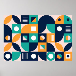 Geometric colour composition template with abstrac poster