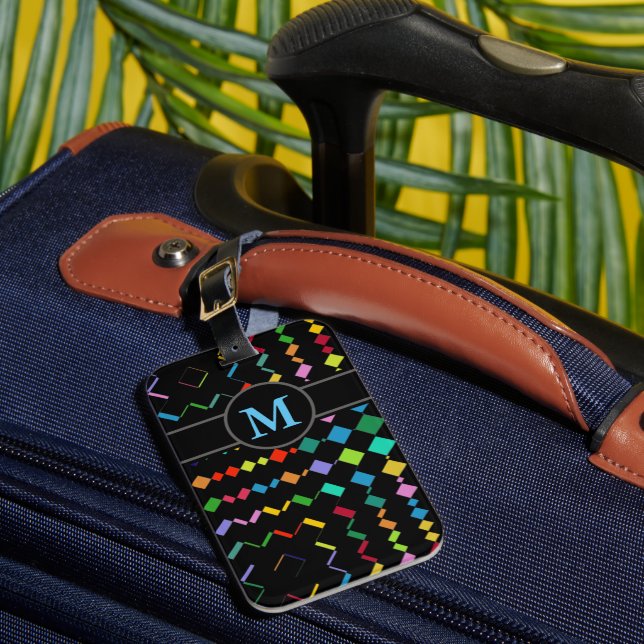 geometric colour monogram luggage tag (Front Insitu 1)