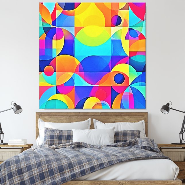 Geometric Colour Symphony Canvas Print (Insitu(Bedroom))