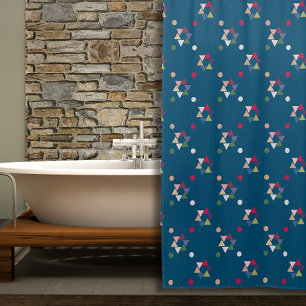 Geometric coloured pattern blue Shower Curtain