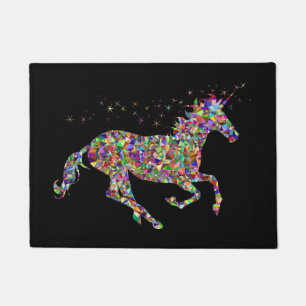Geometric coloured Unicorn front door mat