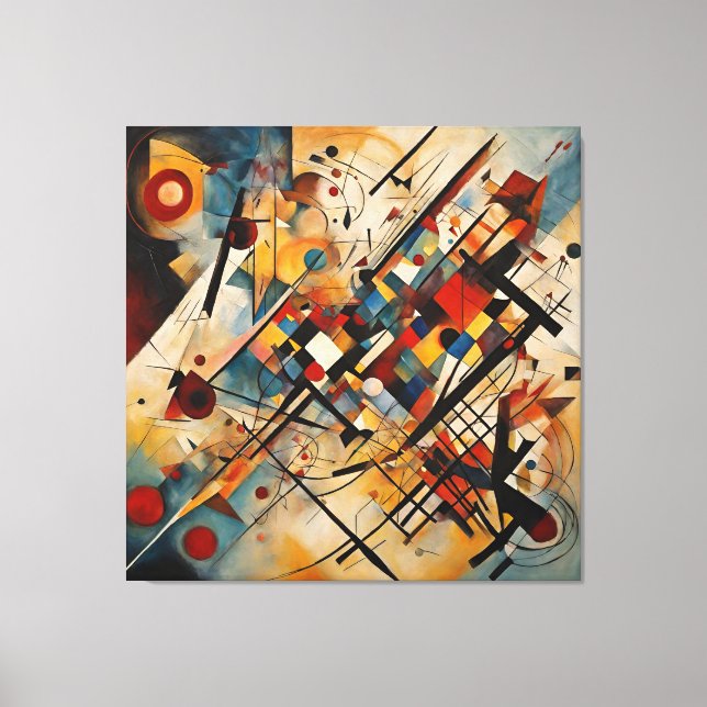 Geometric Colourful Abstract Painting Canvas Print (Front)
