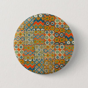 Geometric Colourful Antique Egyptian Graphic Art 2 Inch Round Button