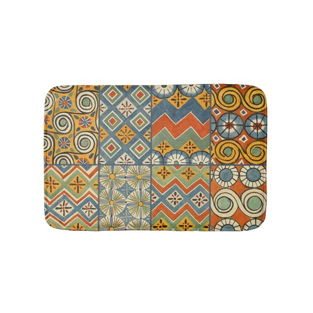 Geometric Colourful Antique Egyptian Graphic Art Bath Mat (Front)