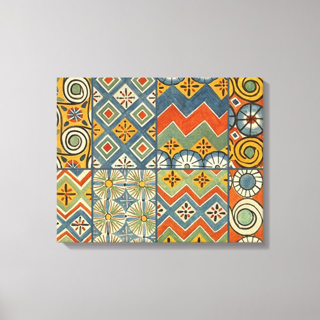 Geometric Colourful Antique Egyptian Graphic Art Canvas Print (Front)