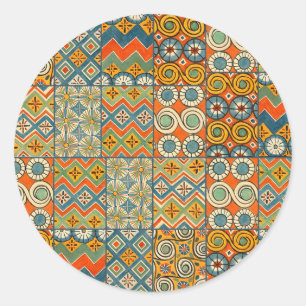 Geometric Colourful Antique Egyptian Graphic Art Classic Round Sticker