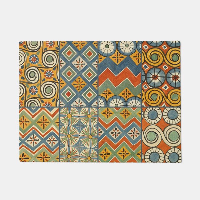 Geometric Colourful Antique Egyptian Graphic Art Doormat (Front)