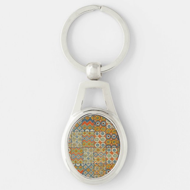 Geometric Colourful Antique Egyptian Graphic Art Keychain (Front)