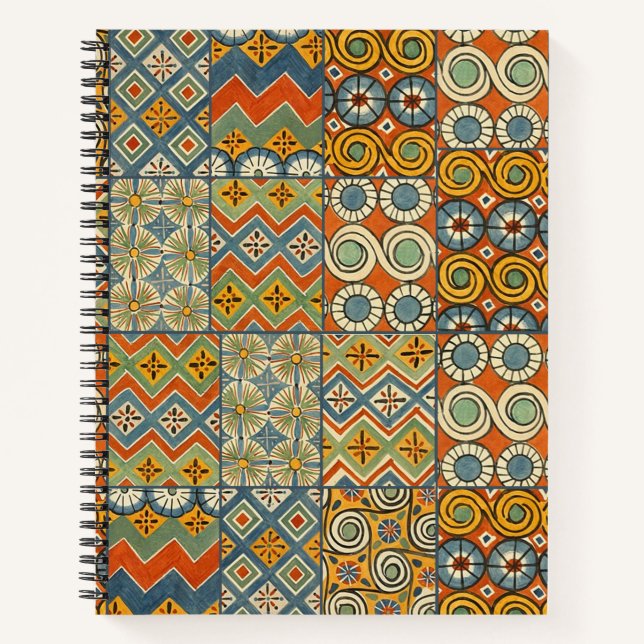 Geometric Colourful Antique Egyptian Graphic Art Notebook (Front)