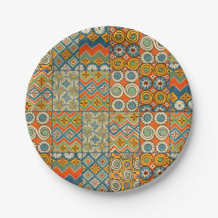 Geometric Colourful Antique Egyptian Graphic Art Paper Plate