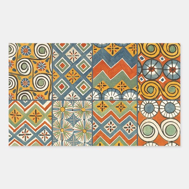 Geometric Colourful Antique Egyptian Graphic Art Sticker (Front)