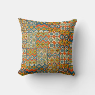 Geometric Colourful Antique Egyptian Graphic Art Throw Pillow