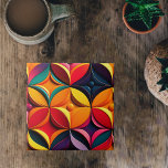 Geometric Colourful Floral Artwork Tile<br><div class="desc">A geometric design that features bold, angular shapes and repeating patterns that are symmetrically arranged. This type of Art Deco pattern was popular in the 1960s and is characterized by its use of strong colours, sharp lines, and geometric shapes. In this case, the tiling pattern is colourful, featuring a range...</div>