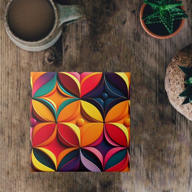 Geometric Colourful Floral Artwork Tile (Creator Uploaded)
