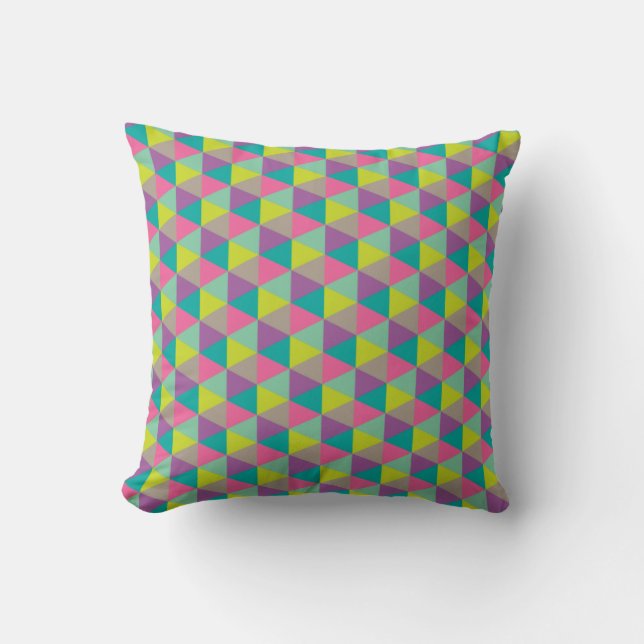Geometric Colourful Hexagon Modern Pattern Throw Pillow (Front)