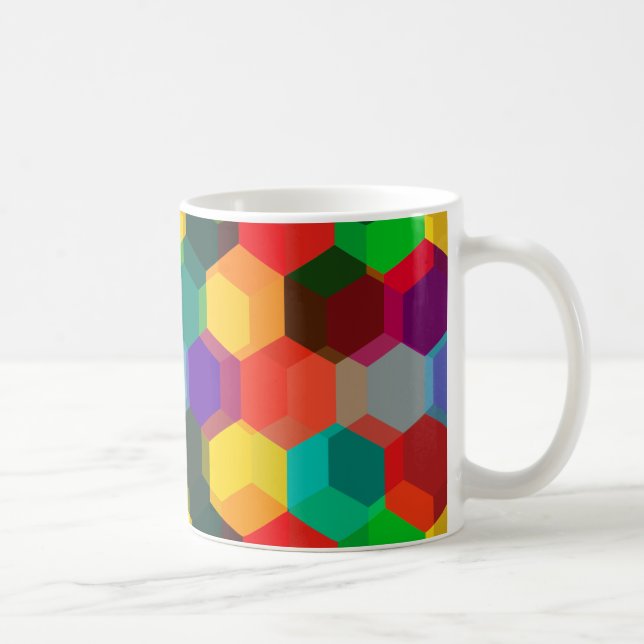 Geometric Colourful Hexagon Pattern Coffee Mug (Right)