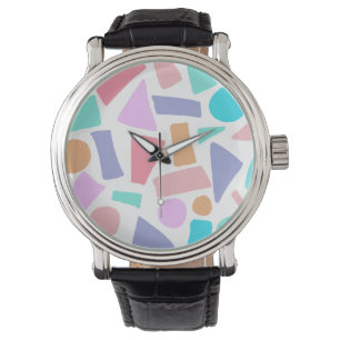 Geometric Colourful Pastel Shapes Pattern Watch