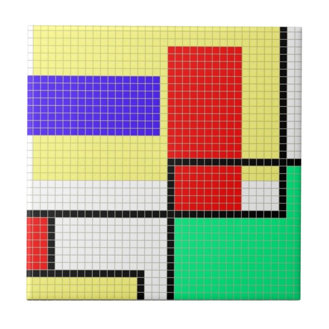 Geometric Colourful Pixel Pattern Tile (Front)