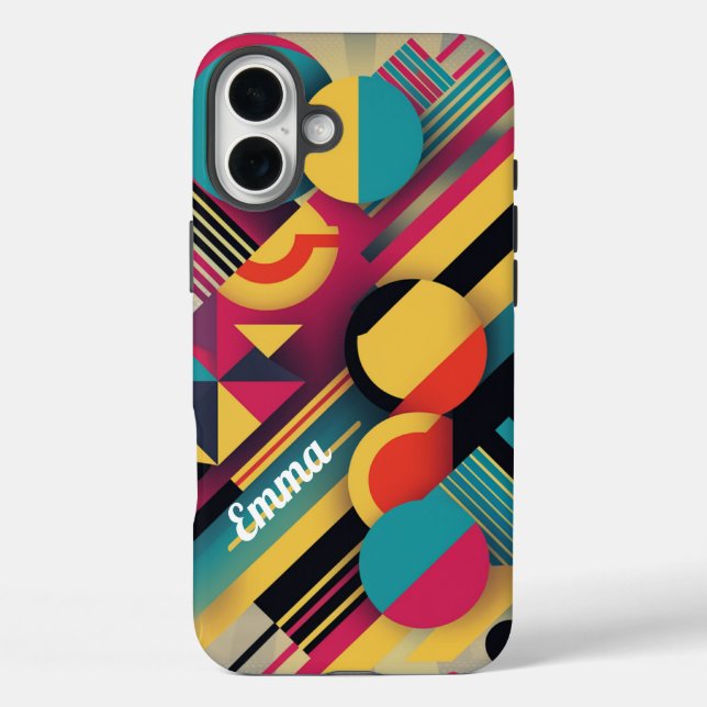 Geometric Colourful Shapes, Retro Personalized  Case-Mate iPhone Case (Back)