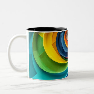 Geometric Colourful Swirls Digital Art  Two-Tone Coffee Mug