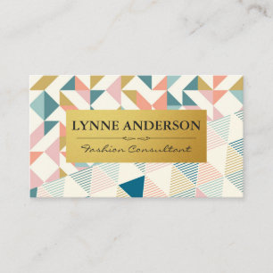 Geometric Colourful Triangles Pattern Business Card