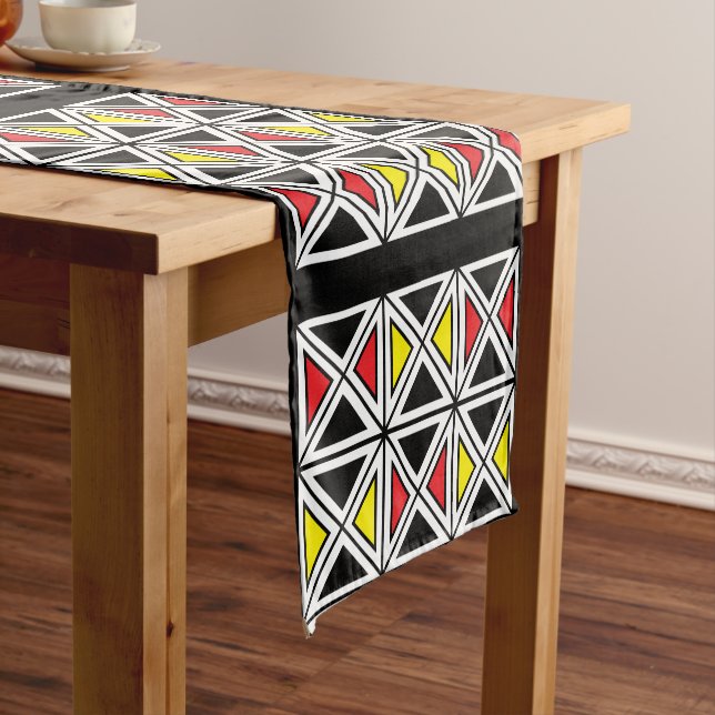 Geometric Colourful Tribal Pattern Short Table Runner (In Situ)