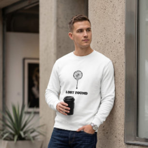 Geometric Compass Lost Found White Crewneck  Sweatshirt
