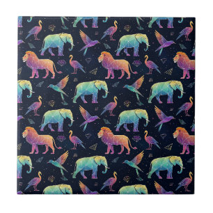 Geometric Constellation Africa Wildlife Animal Art Tile